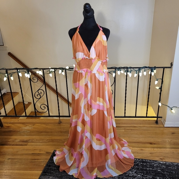 Premier Dresses & Skirts - Premier Amour Womens Sleeveless Multicolor Halter Maxi Dress Halter Size 18 Plus